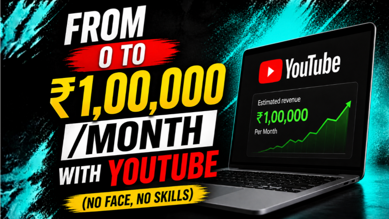 From 0 to ₹100000/Month with YouTube (No Face, No Skills)